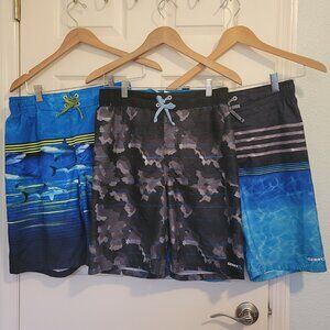 Lot of 3 Gerry Youth Swim Shorts Trunks UPF 50+ Sun Protection Swimwear XL 18/20